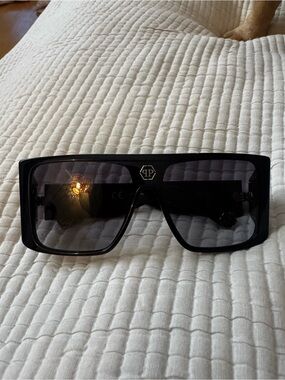 Philipp Plein Black Gradient Oversized Shield Sunglasses